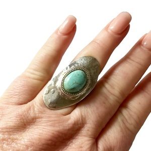 Turquoise silver adjustable ring